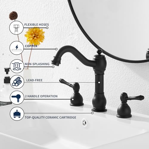 GGStudy 360° Swivel Antique Brass Bathroom Vessel Sink Faucet Single Handle One Hole Matching with Pop Up Drain
