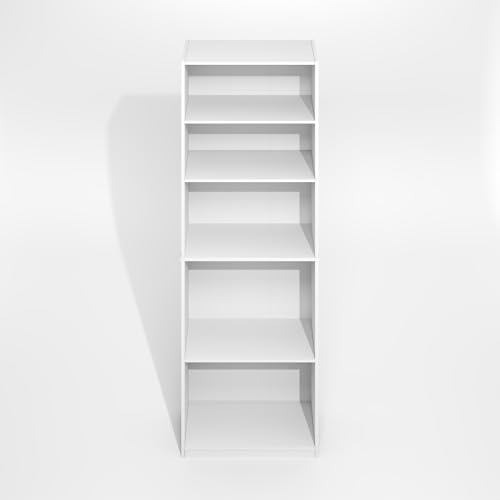 Furinno Gehry 5-Tier Bookcase, Bookshelf with Adjustable Shelves, White