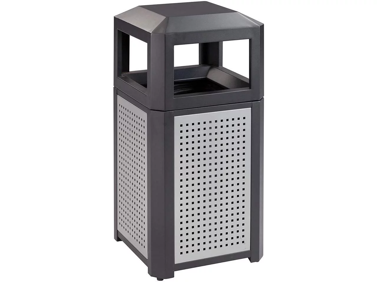 Evos Series Steel Waste Container, 15gal, Black