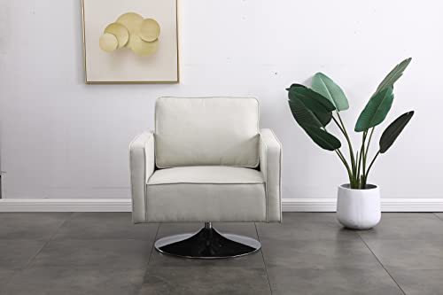 HomVent Swivel Accent Chair Armchair, Modern Teddy Fabric Club Chair Living Room Chair Barrel Chair Comfy Sofa Chair with Metal Base for Home