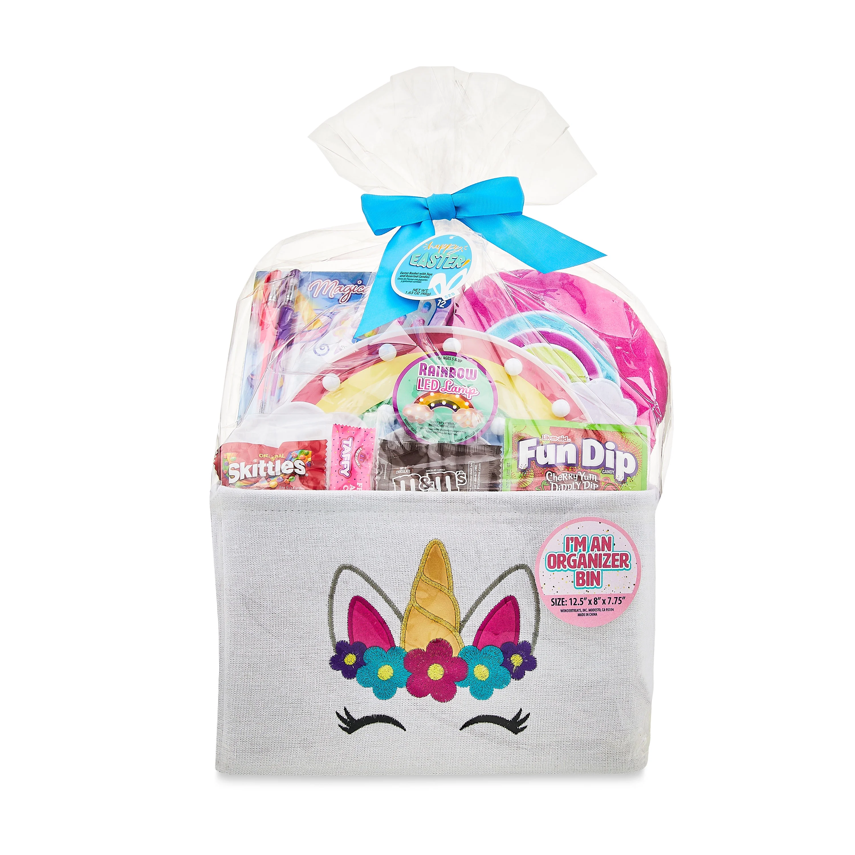 Unicorn Themed Fabric Storage Basket with Candies, Gift Set