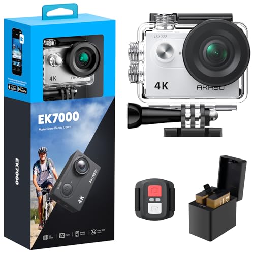 AKASO EK7000 4K30FPS 20MP WiFi Action Camera with EIS Ultra HD 131FT Waterproof Underwater Camera Remote Control 4X Zoom Support External Microphone Black