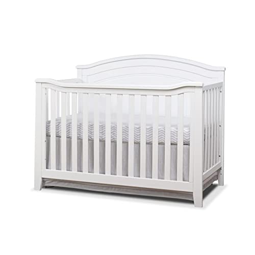 SORELLE FURNITURE Berkley Round Top Crib, Classic 4-in-1 Convertible Crib, Made of Wood, Non-Toxic Finish, Wooden Baby Bed, Toddler Bed, Child’s Daybed and Full-Size Bed, Nursery Furniture-Gray