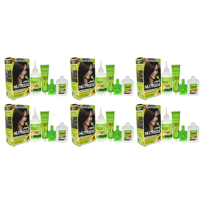 Garnier Nutrisse Nourishing Color Creme - 50 Medium Natural Brown by Garnier for Unisex - 1 Application Hair Color - Pack of 6