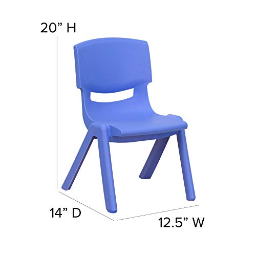 EMMA + OLIVER 4 Pack Blue Plastic Stackable School Chair with 10.5