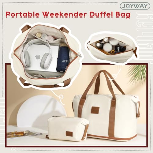 Joyway Carry On Luggage 20 Inch Expandable Suitcase with Spinner Wheel, 4 Piece Hard Shell Luggage Set with TSA Lock(White brown)