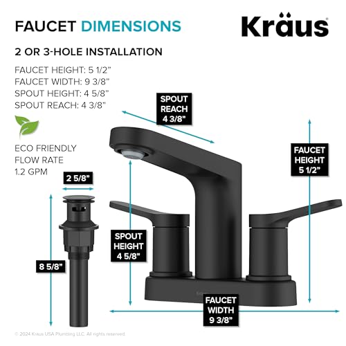 KRAUS Indy Single Handle One Hole Bathroom Sink Faucet in Chrome, KBF-1411CH