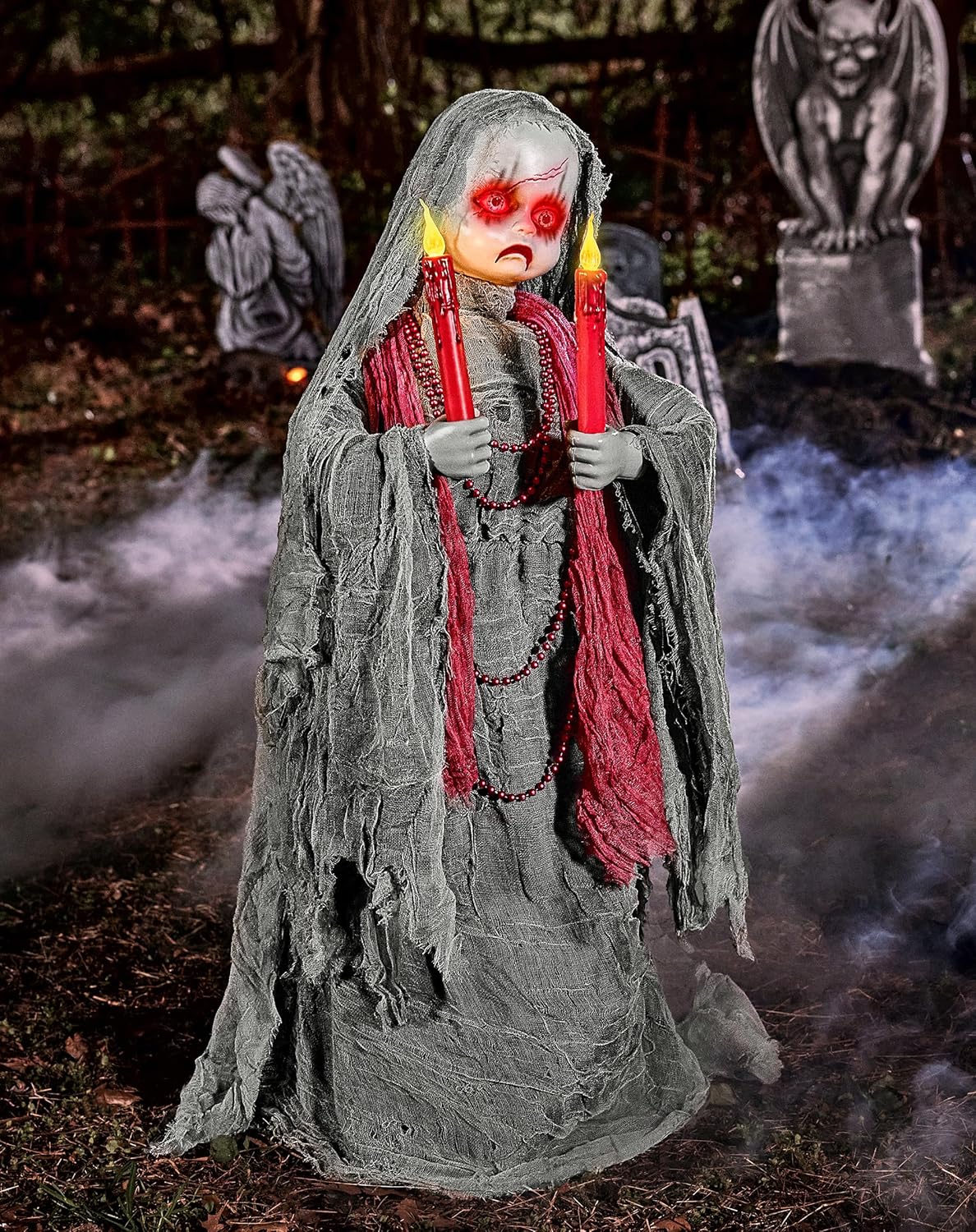 Spirit Halloween 3.5 Ft Grave Watcher Animatronic | Decorations | Animated | Light Up LEDs | Arm and Head Motions