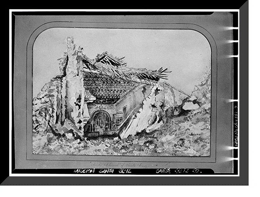 Historic Framed Print, Mission Santa Cruz, Emmet & School Streets, Santa Cruz, Santa Cruz County, CA - 9, 17-7/8