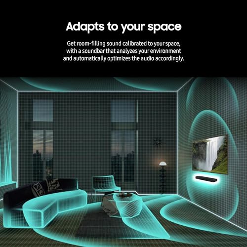 SAMSUNG HW-S50B/ZA 3.0ch All-in-One Soundbar w/Dolby 5.1, DTS Virtual:X, Q Symphony, Built in Center Speaker, Adaptive Sound Lite, Bluetooth Multi Connection, 2022 Black