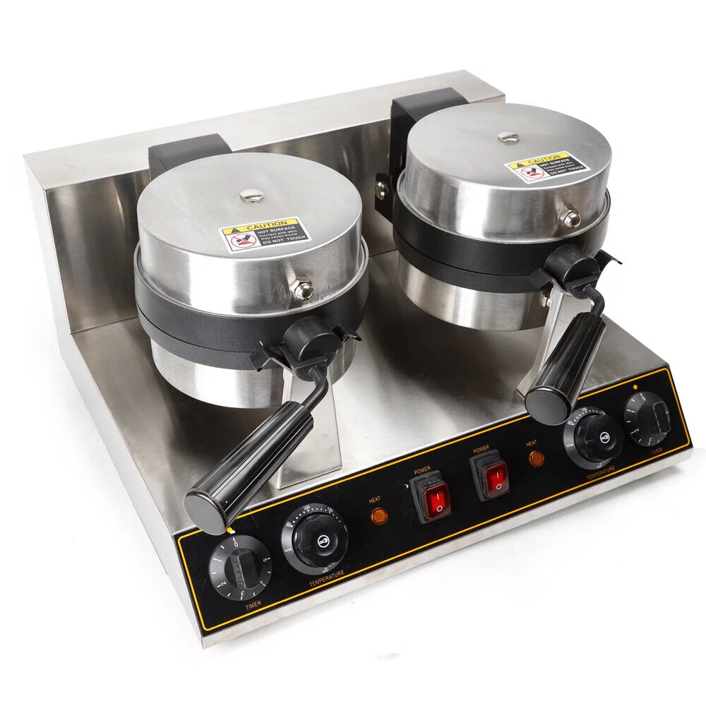 DENEST Dual Rotating Belgian Waffle Maker Commercial Non-Stick 7