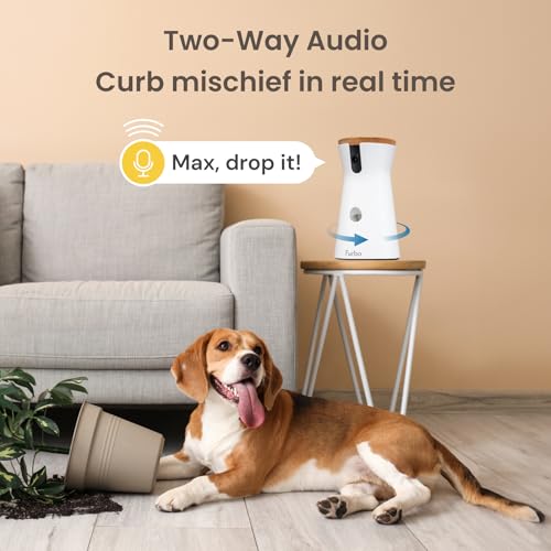 Furbo Mini Pet Camera - Unlock Camera & Smart Features w/Paid Plan: Home Security with Dog & Cat Safety Alerts, 2-Way Audio, Mountable Smart Cam w/Phone App (Subscription Required, 3mo Minimum)