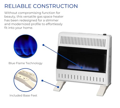 ProCom Heating Liquid Propane Ventless Blue Flame Heater With Base Feet - 30,000 BTU, Manual Control - Model# ML300HBA-B