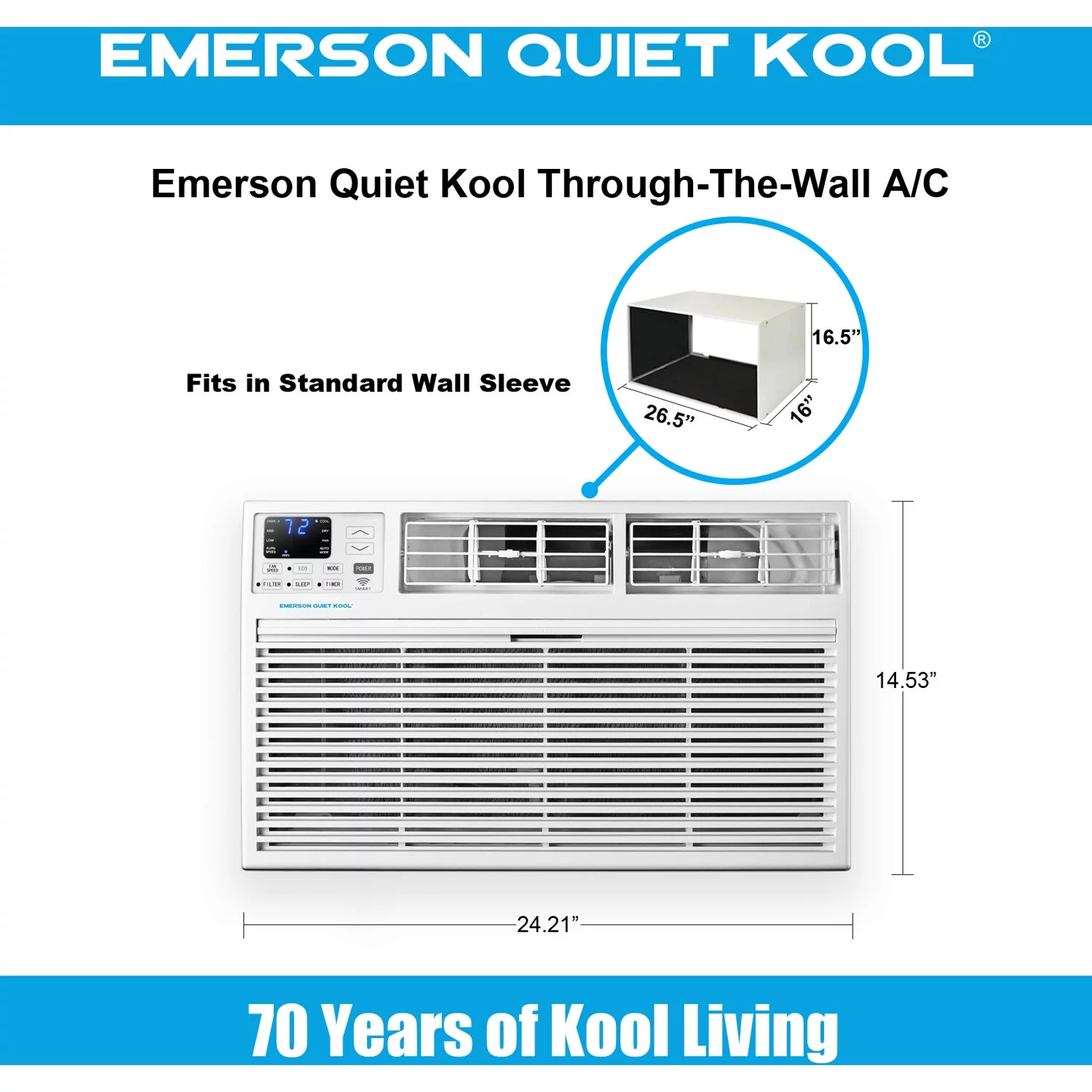 Emerson Quiet Kool 12,000 BTU 230-Volt Through-the-Wall Air Conditioner with Wi-Fi, White