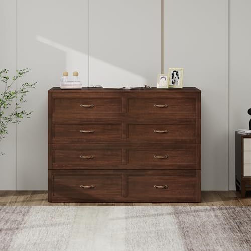 Murphy Bed Cabinet Full, Solid Wood Murphy Bed with 2 USB & 2 Charging Ports, Large Storage Drawer for Home Office or Small Space, Ebony Wood Color(Not Included Mattress)