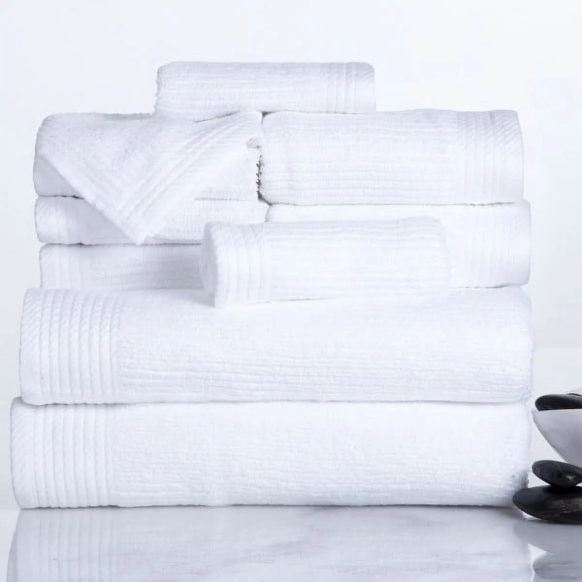 Lavish Home Ribbed Egyptian Cotton 10 Piece Towel Set