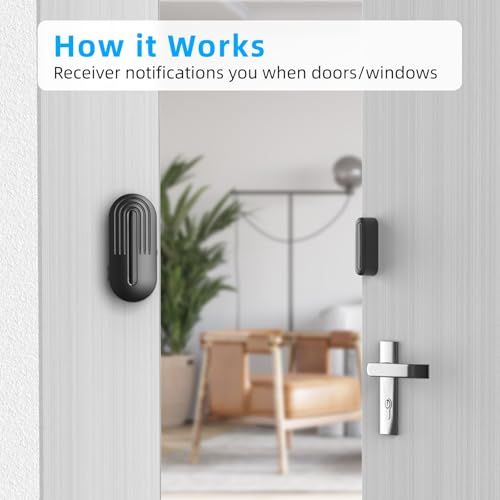 Door Chime,SanJie Wireless Door Sensor Chime When Door Opens,Door Entry Alarm Chime for Business/Home/Kids,500 FT Range,26 Chimes 5 Adjustable Volume Door Ringer Alert 2 Sensors + 1 Receivers