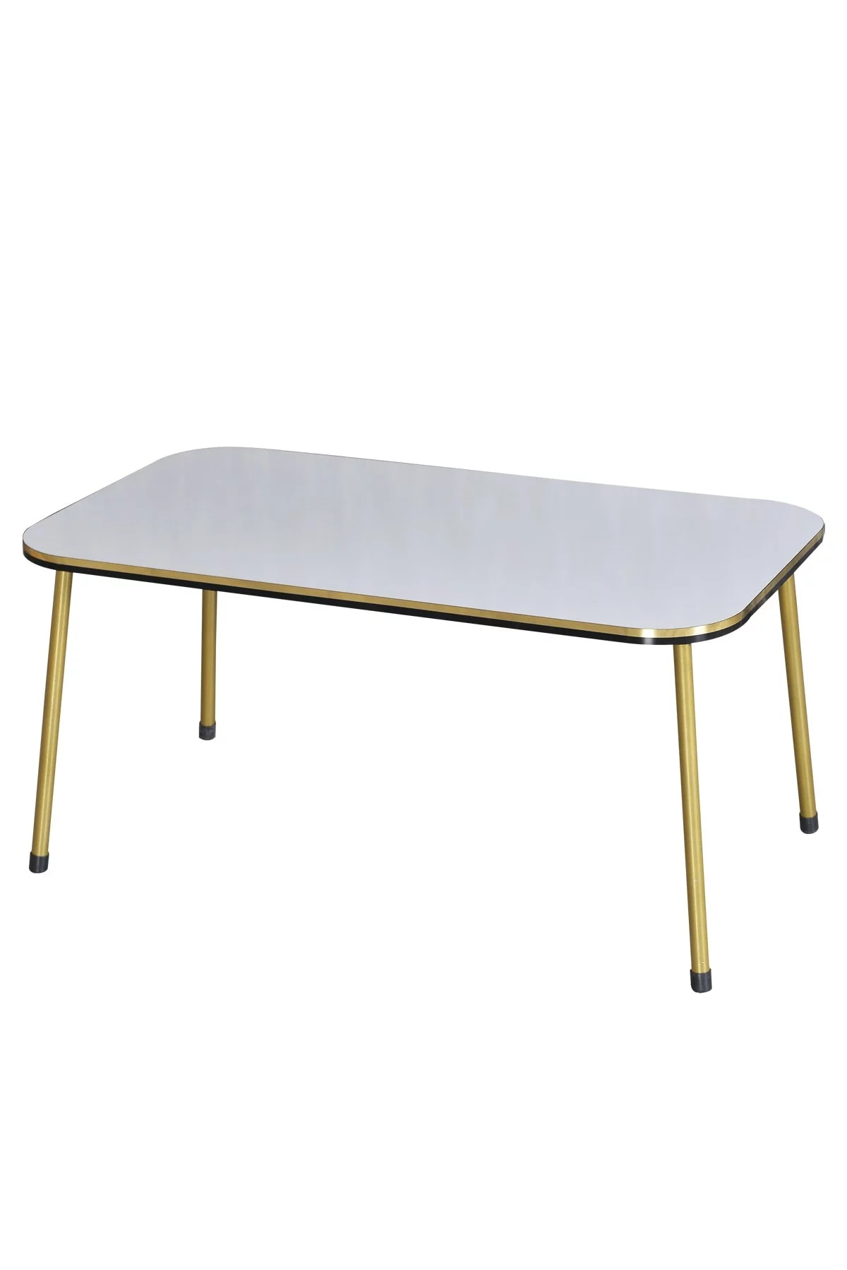 White Coffee Table with Gold Metal Legs,White Coffee Table with Gold/Black Side Details,Modern Rectangular Coffee Table for Living Room,Accent Table,Entryway Table,Center Table for Living Room