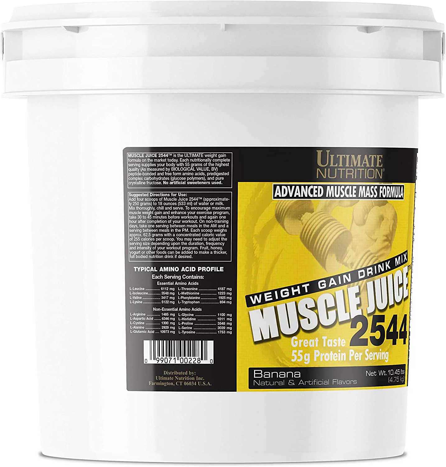 Ultimate Nutrition Muscle Juice 2544, Lean Muscle Mass Classic Gainer, Weight Gain Drink Mix, Blend of Whey Protein Concentrate, Whey Protein Isolate , 10.45 Pounds, Banana