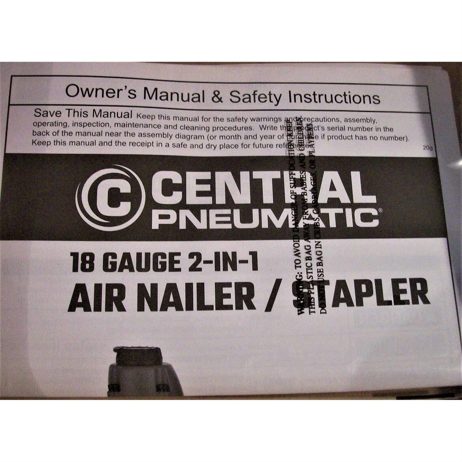Central Pneumatic 18 Gauge 2-in-1 Air Nailer/Stapler