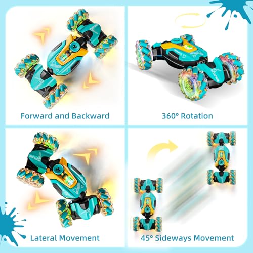 RC Cars,Gesture Sensing RC Stunt Car with Light & Music,Custom Command Operation,4WD,45° Driving,360° Rotating,2.4Ghz Remote Control Twist Car Toys for Kids Boys Age 4 5 6 7 8 9 10 11 12 Years Old
