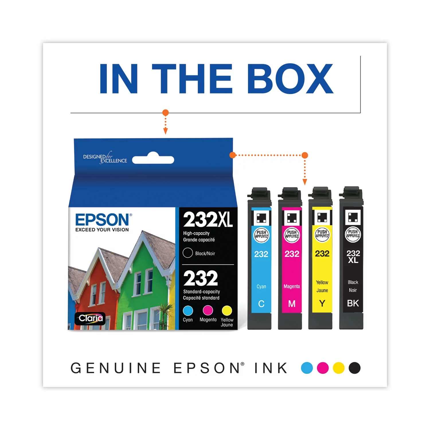 EPSON 232 Claria Ink High Capacity Black & Standard Color Cartridge Combo Pack (T232XL-BCS) Works with WorkForce WF-2930, WF-2950, Expression XP-4200, XP-4205
