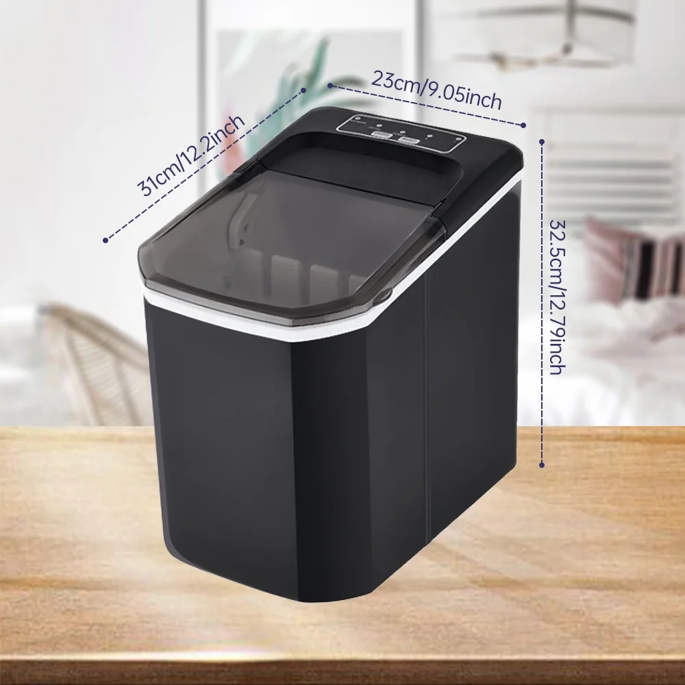 Anself Countertop Ice Maker, 10Cubes Ready in 6 Mins, 26lbs in 24Hrs, Self-Cleaning Ice Machine with Ice and Basket, 2 Sizes of Ice for Home Kitchen Office Bar Party