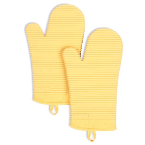 KITCHENAID Ribbed Soft Silicone Oven Mitt 2-Pack Set, 7.5