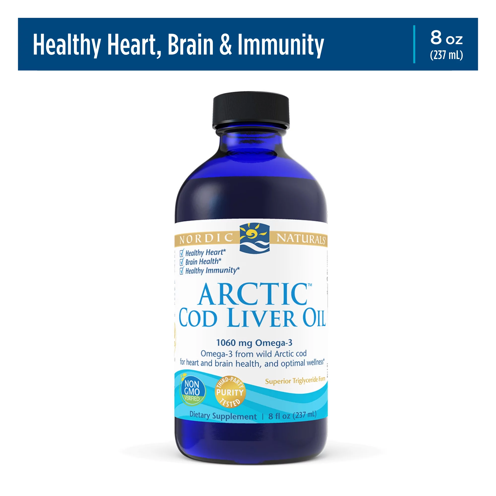 Nordic Naturals Arctic Cod Liver Oil Liquid, 1060 Mg, Unflavored, 8 Oz