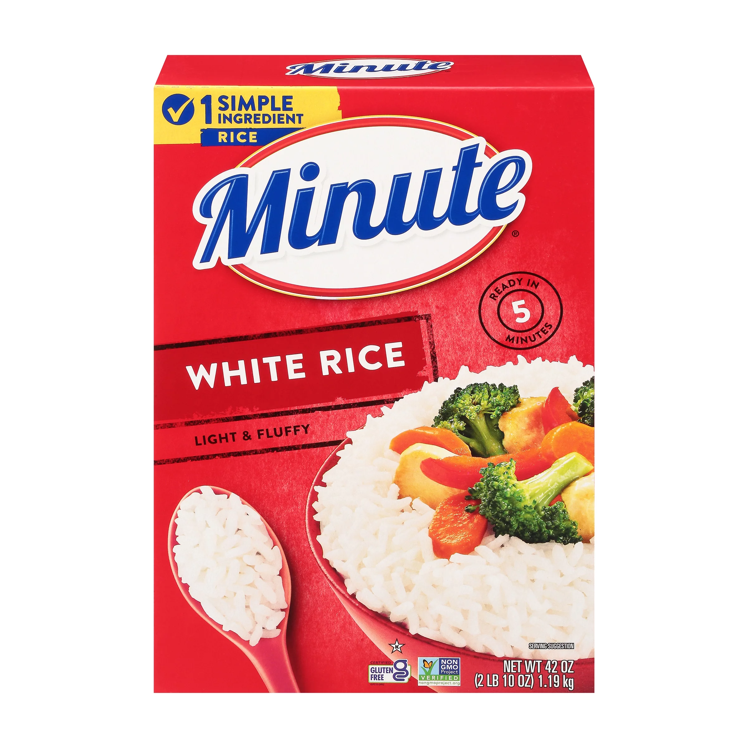 (6 pack) Minute Instant White Rice, Light and Fluffy, 42 oz
