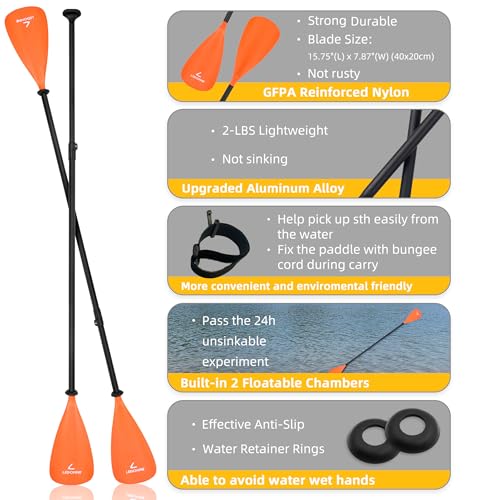 LEDONNE SUP Paddle 4-Piece Adjustable Kayak Paddle Floating Lightweight Paddle Board Oar with Aluminum Alloy Shaft and 2 Nylon Blades Best Price Based on Our 3 Million Sets Per Year 500 bought monthly