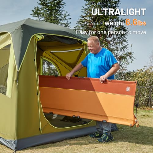 TIMBER RIDGE Lightweight Aluminum Camping Cot, 20-Second Quick Set-Up Folding Cot with Zipper Closure, Portable Carry Bag Included for Camping, Travel and Outdoors, Support up to 225lbs, Blue