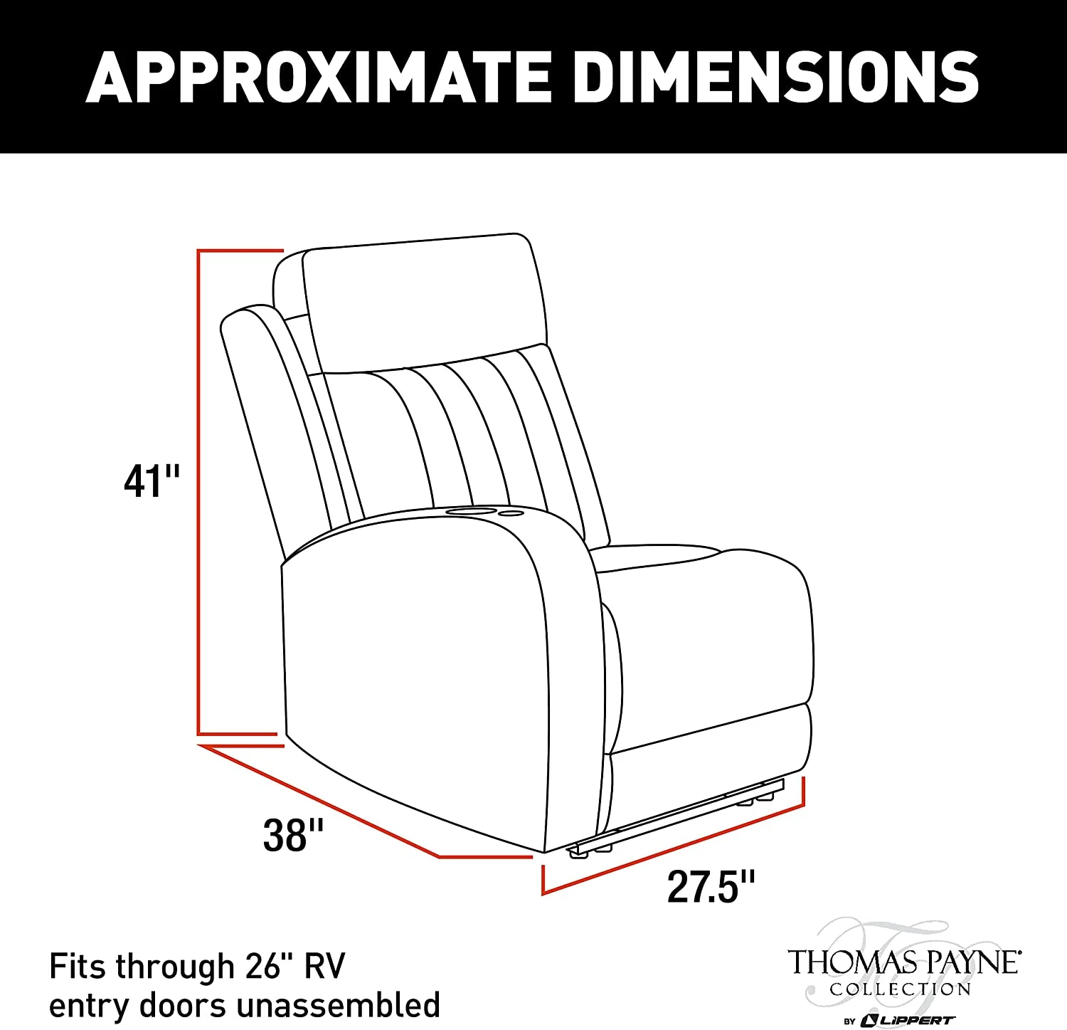 Thomas Payne Seismic Series Theater Seating Collection Right Hand Recliner For