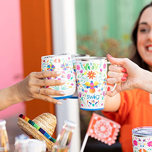 Swig Life 18oz Travel Mug, Insulated Tumbler with Handle and Lid, Travel Coffee Mug, Cup Holder Friendly Travel Mug, Stainless Steel 18 oz Tumbler, Reusable Insulated Tumbler with Lid (Pink Lemonade)