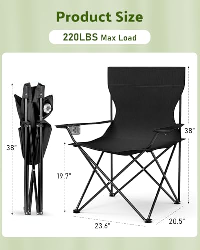 YSSOA Removable Footrest Reclining Camping Chair, 1-Pack, Black