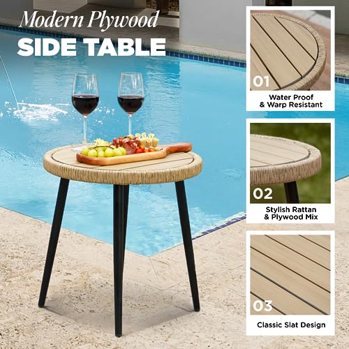 IDZO Heavy Duty 500lbs Weight Capacity Wicker Bistro Table and Chairs Set of 2 with Olefin Fabric Soft Cushions