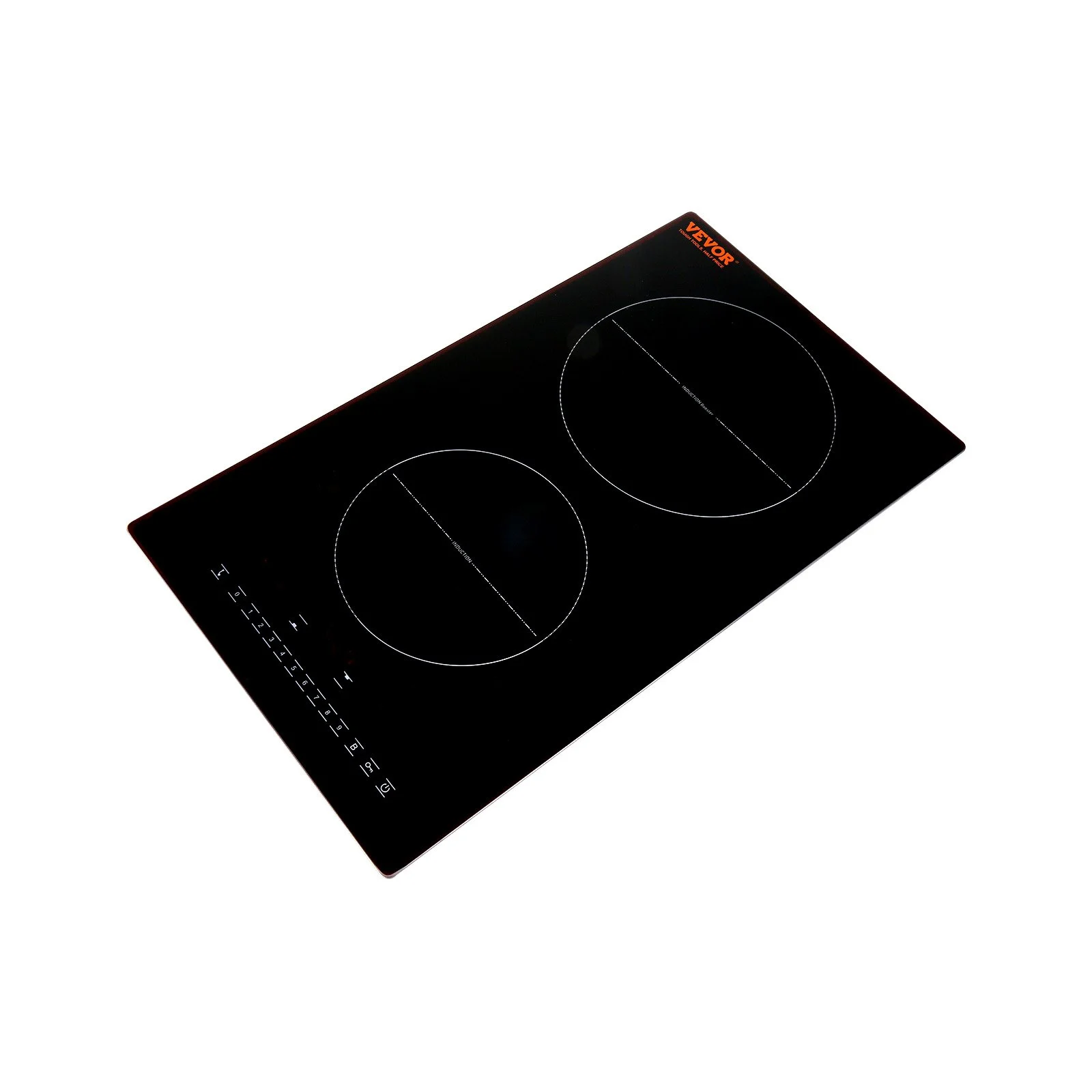 VEVOR 12'' Built-in Electric Induction Cooktop with 2 Burners, 3000W, 9 Heat Levels, LED Touch Screen, Child Lock & Over-Temperature Protection