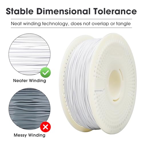 eSUN PLA+ Refilament 1.75mm and Upgarded eSpool+ Set, Reusable and Removable Filament Spool Replacement with 3D Printer Refill PLA Plus, 1KG Spoolless 3D Printing Filament, Cold White