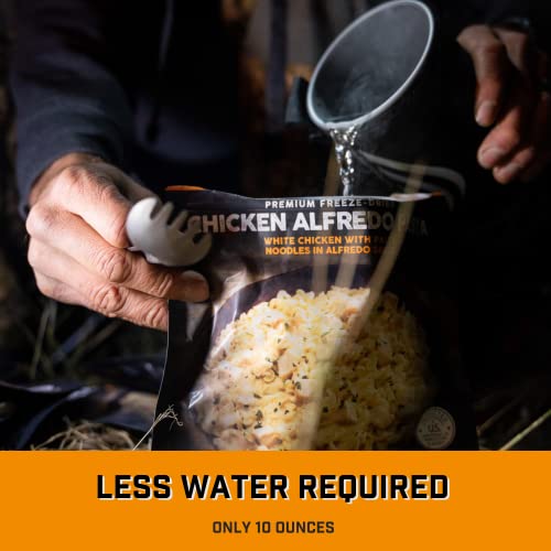 Peak Refuel Chicken Alfredo Pasta 2-Pack | Premium Freeze Dried Camping Food | Backpacking & Hiking MRE Meals | Just Add Water | 100% Real Meat | 48g of Protein Per Pouch | 2 Servings Per Pouch