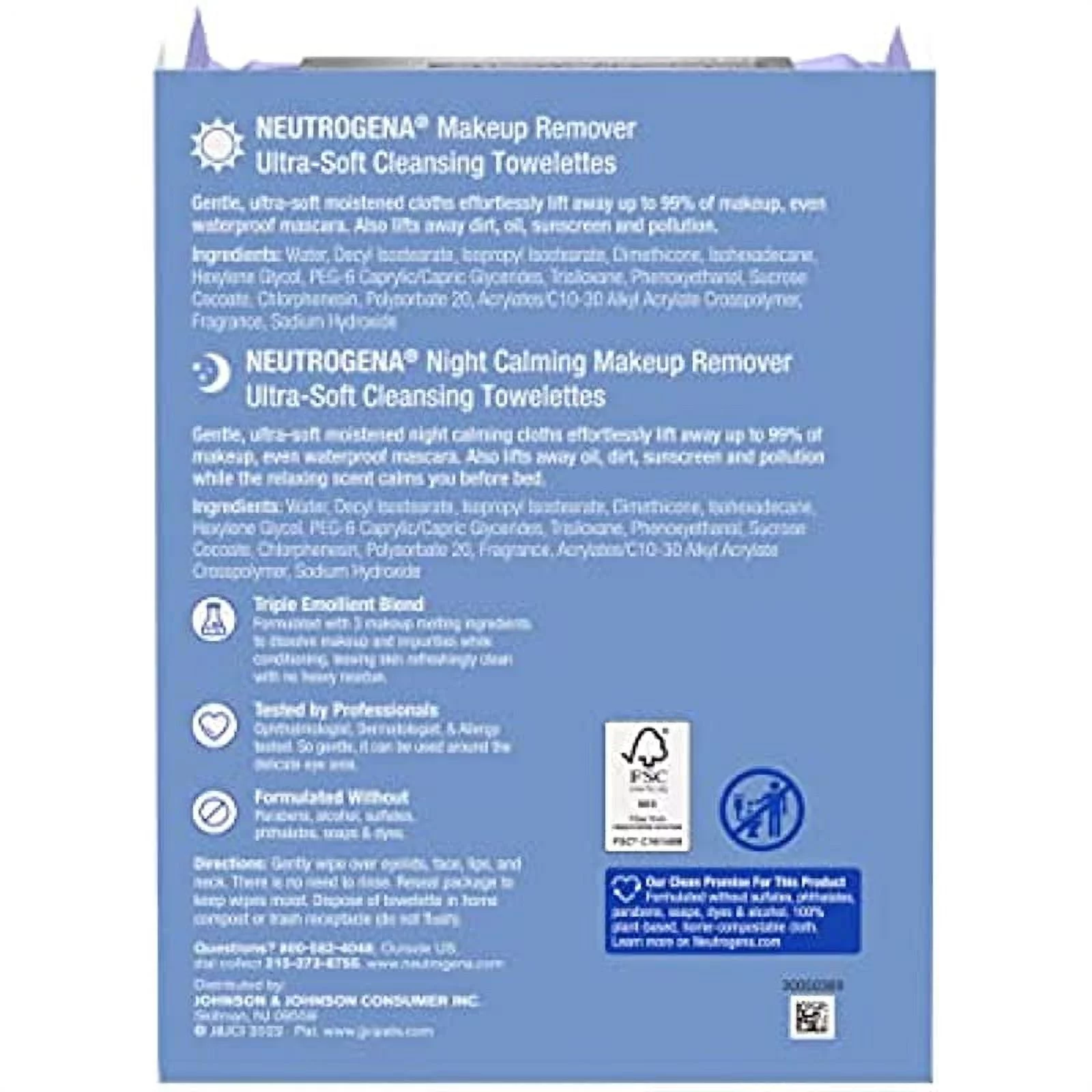 Neutrogena Day & Night Wipes, Makeup Remover Face Cleansing Towelettes & Night Calming Facial Cloths, 100% Plant Based Fibers Wipe Away Dirt, Alcohol-Free, 3 Packs of 25 ct, 75 ct