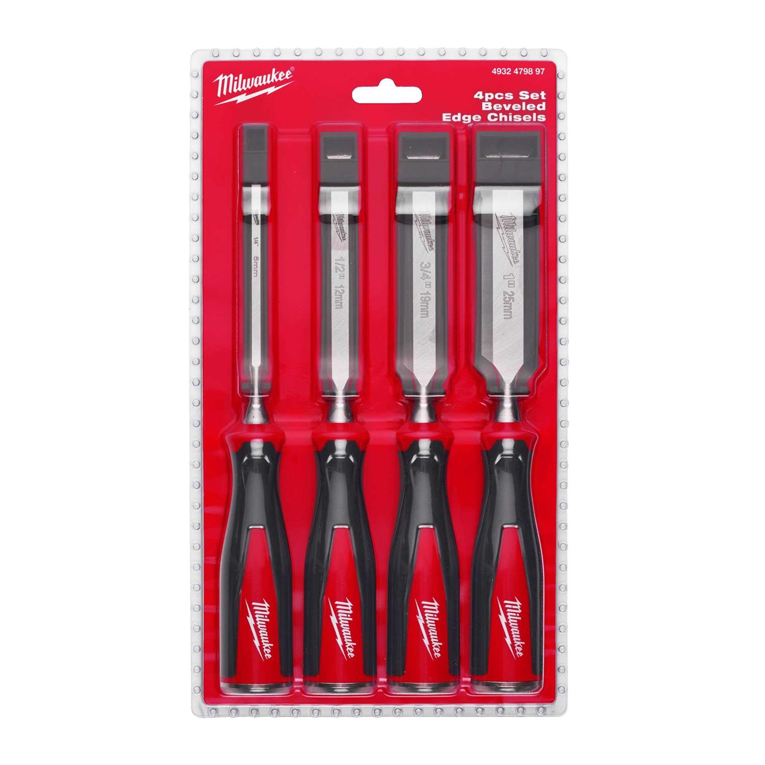 Milwaukee Beveled Edge Chisels Set 4 Piece