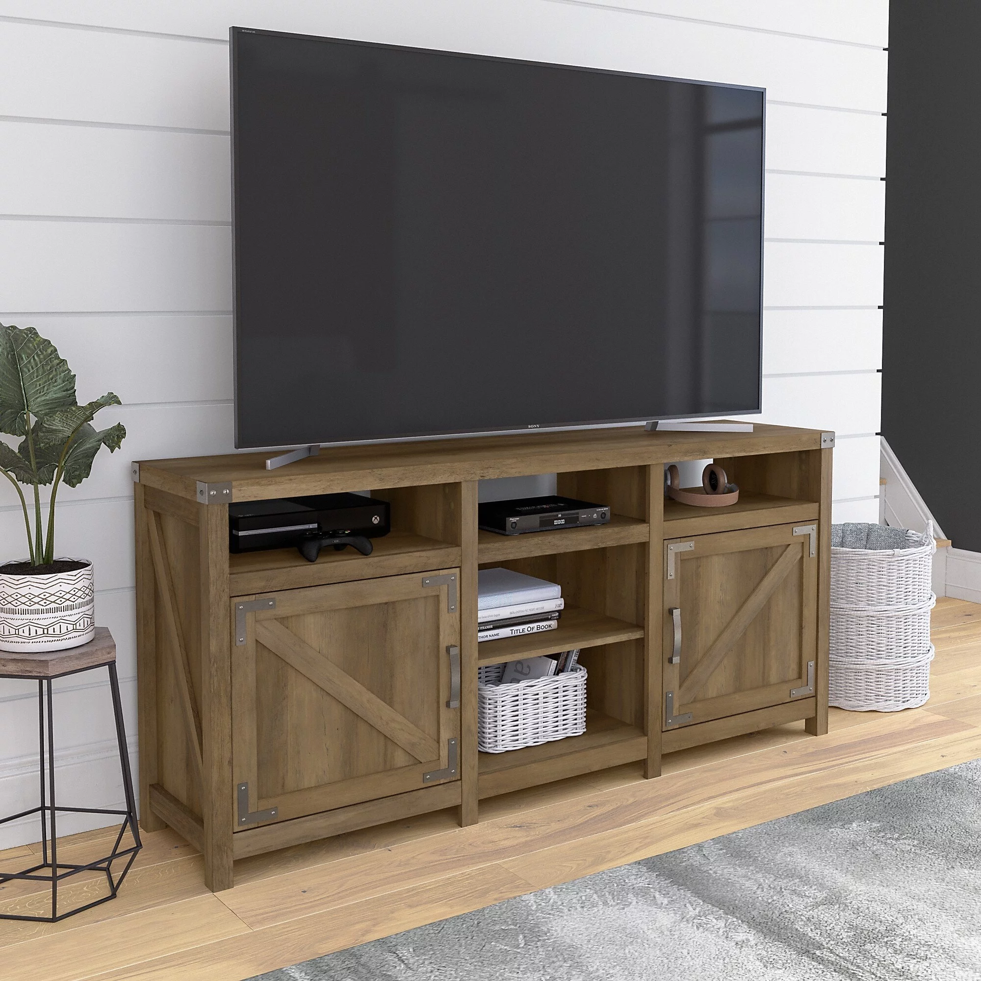 Cottage Grove 65W TV Stand for 75 Inch TV in Reclaimed Pine - Engineered Wood