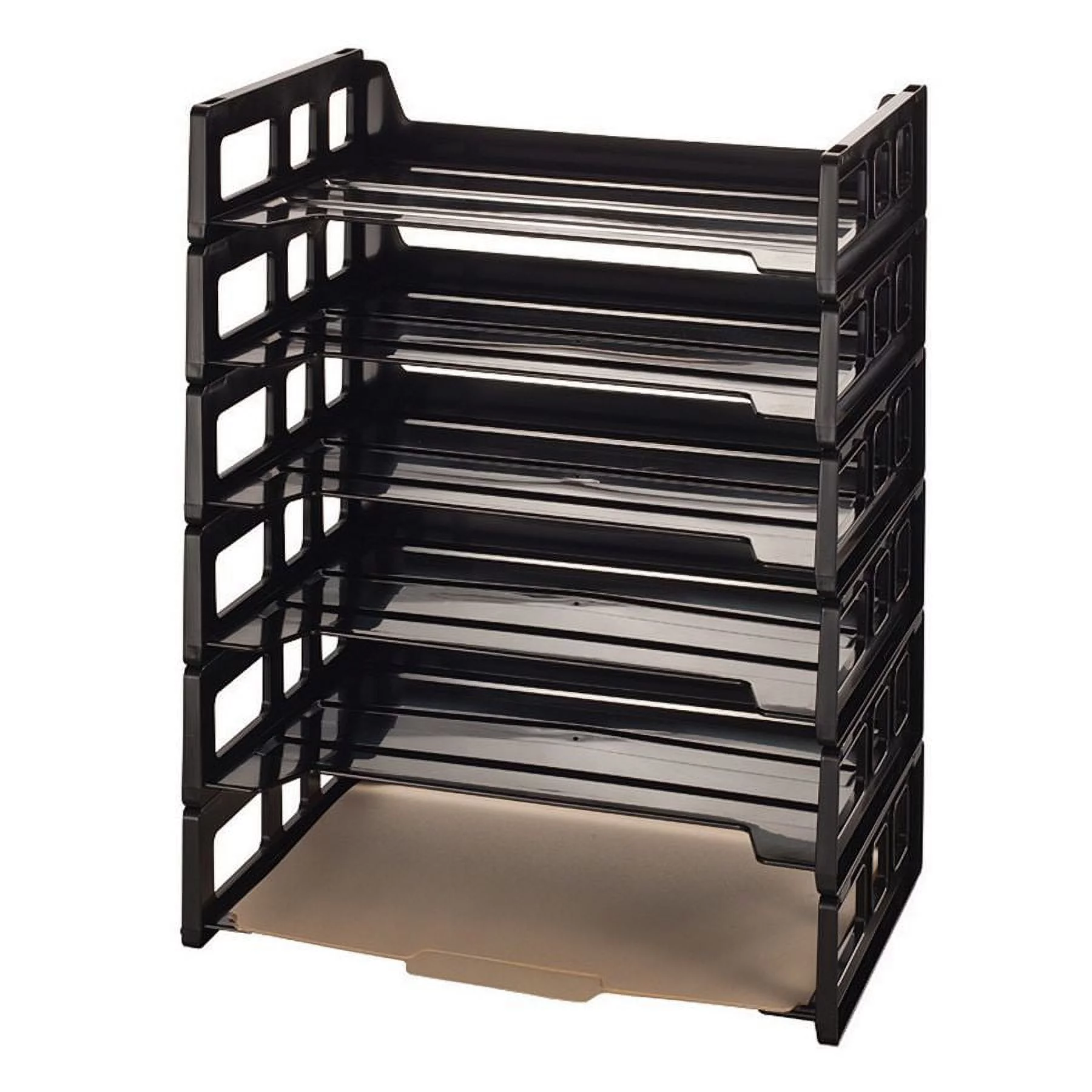 Office Depot 30% Recycled Ribbed Bottom Stackable Letter Trays, Black, Pack Of 6, 10415