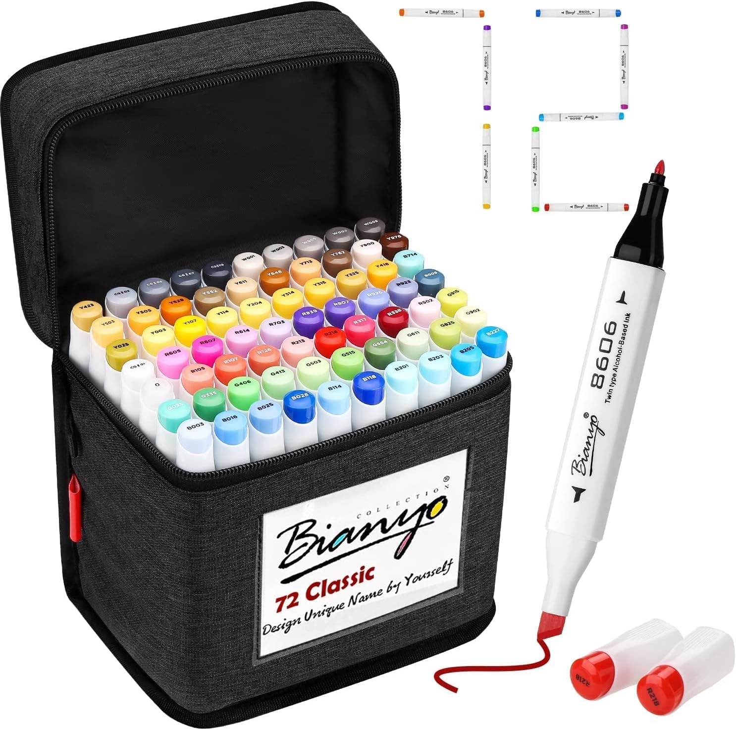 Bianyo 72 Color Classic Series Alcohol-Based Dual Tip Art Markers Set Bundle A3 Bleed-Proof Marker Paper Pad