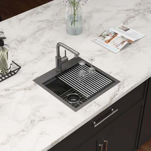 25 Inch Utility Laundry Sink Drop In 16 Gauge Stainless Steel Single Bowl Laundry Room Sink Laundry & Utility Room Kitchen Sinks 25