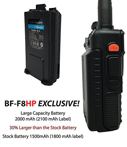 BF-F8HP (UV-5R 3rd Gen) 8-Watt Dual Band Two-Way Radio (136-174MHz VHF & 400-520MHz UHF) Includes Full Kit with Large Battery