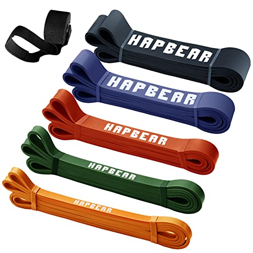 HAPBEAR Pull Up Assistance Bands Set of 5 - Resistance Bands for Working Out, Stretching, Physical Therapy, Muscle Training