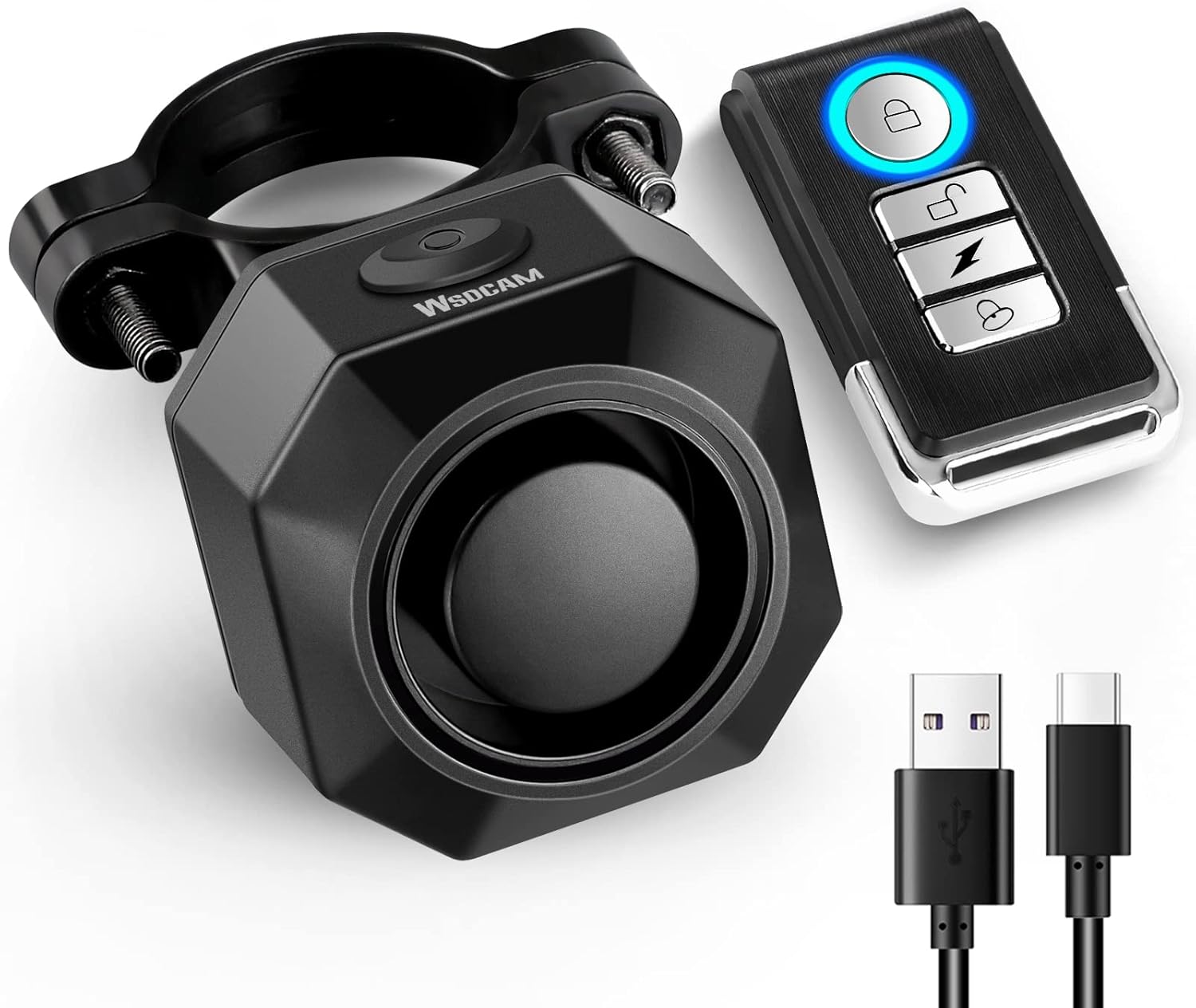 WSDCAM USB Rechargeable Bike Alarm with Remote, 110dB Loud Wireless Anti Theft Vibration Motion Sensor Vehicle Security Alarm System Waterproof Bicycle Trailer Motorcycle Alarm