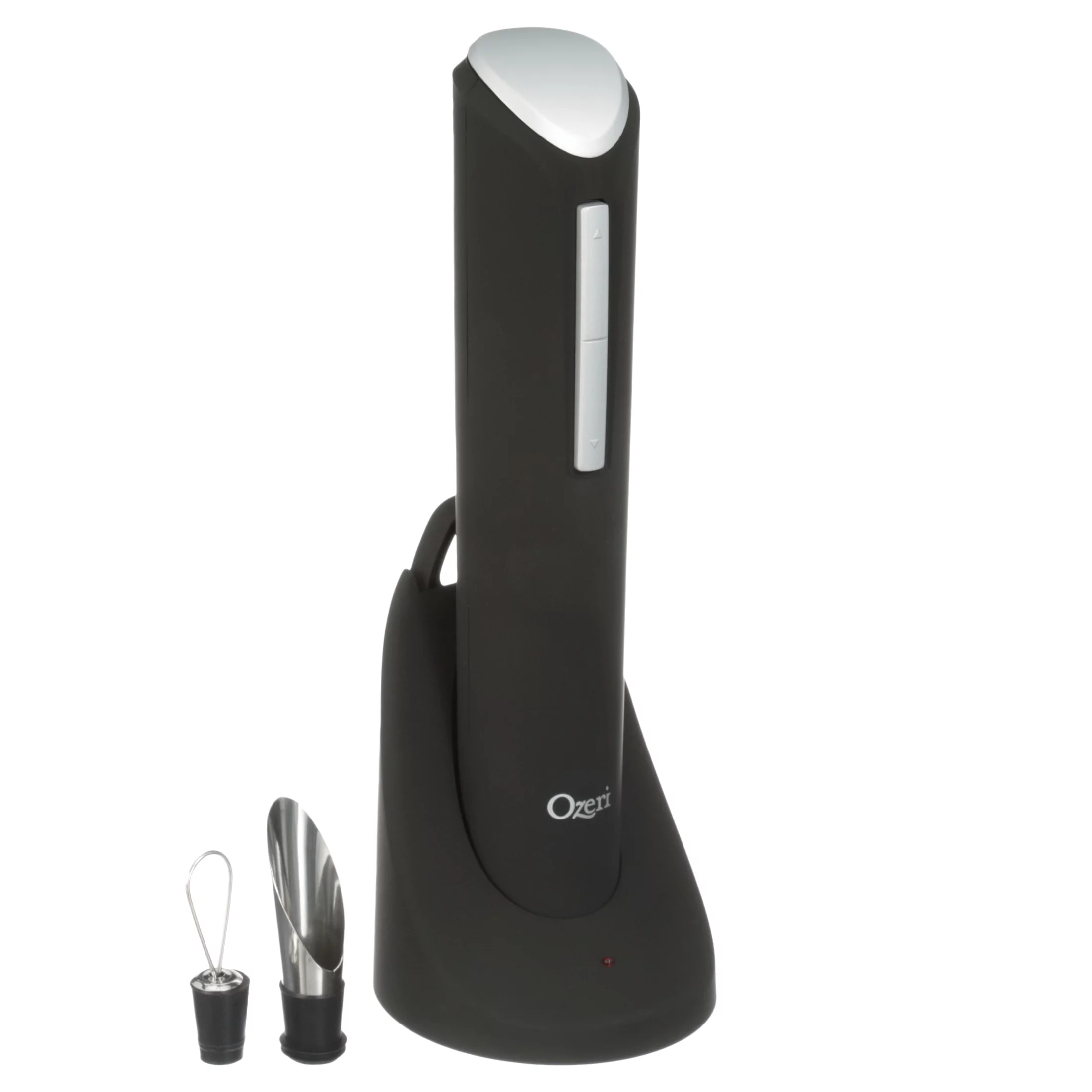 Ozeri Pro Electric Wine Bottle Opener with Wine Pourer, Stopper, Foil Cutter and Elegant Recharging Stand