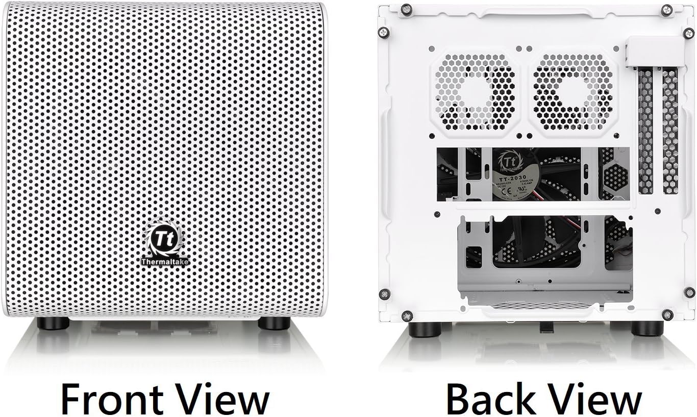 Thermaltake Core V1 Snow Edition SPCC Mini ITX Cube Computer Chassis CA-1B8-00S6WN-01, White